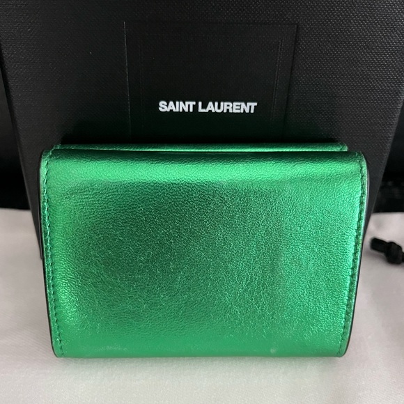 Saint Laurent Iridescent Green Trifold Wallet - Picture 2 of 16